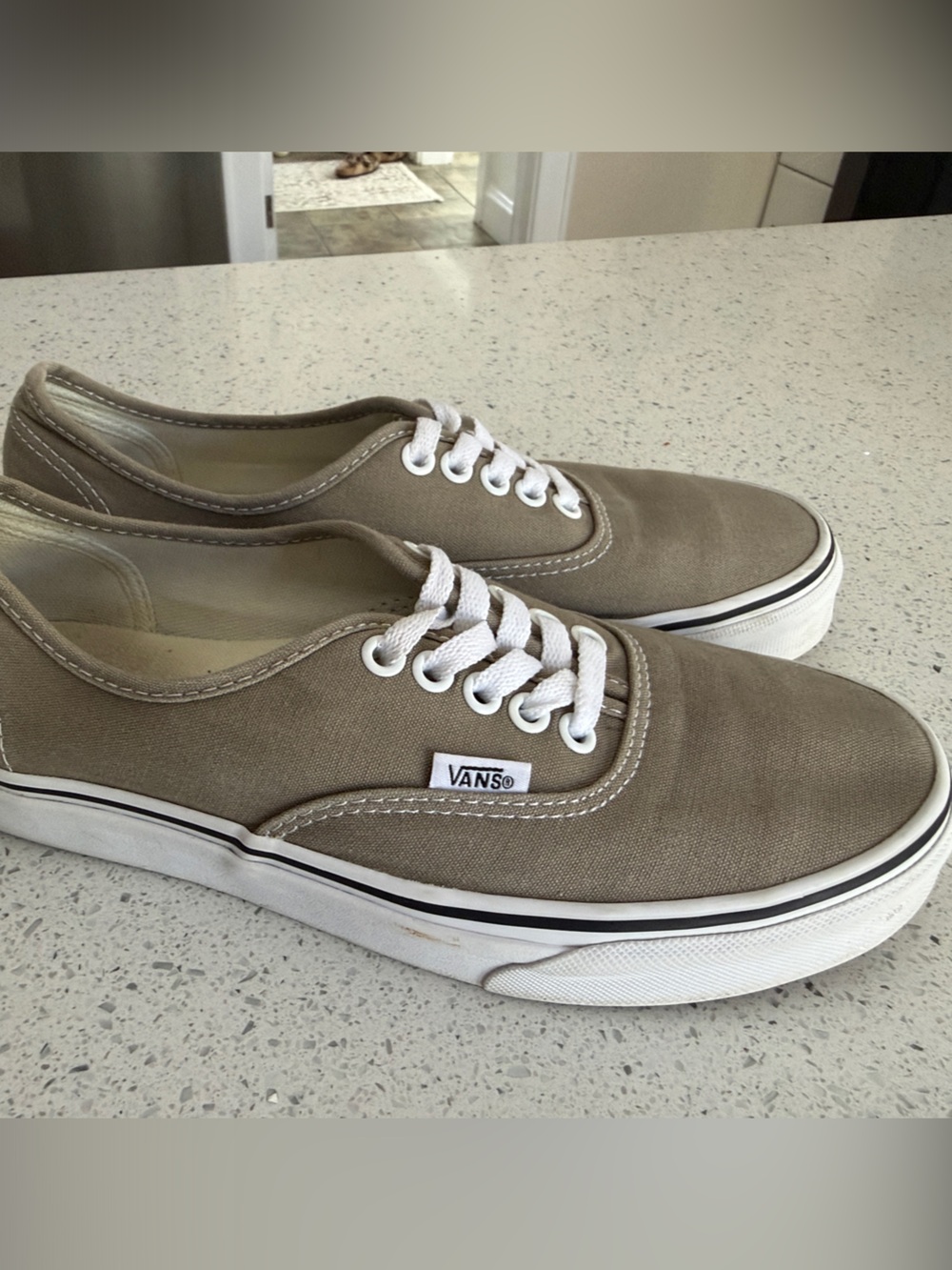 Women’s Vans Canvas Low-Top Sneakers in Khaki and White 8.5 - Picture 4 of 8